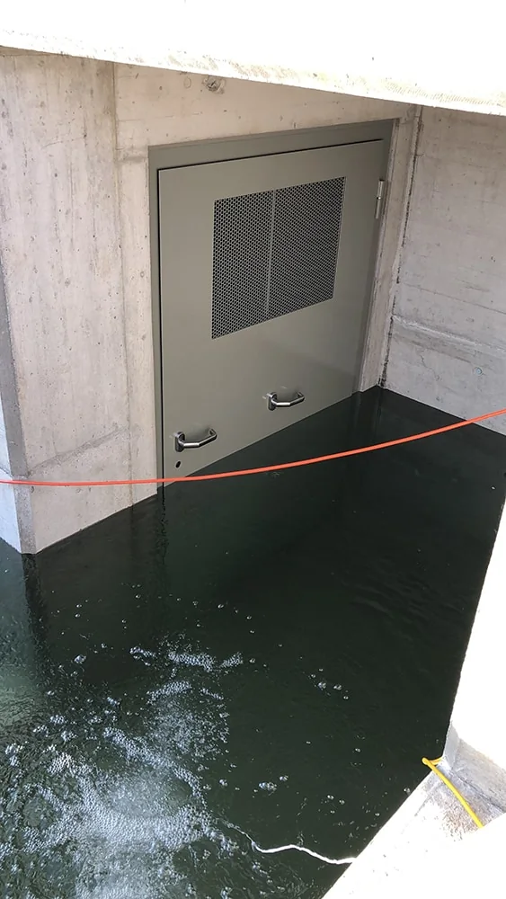 AquaLOCK flood door during a manufacturer water test